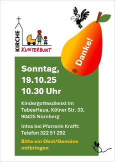 Kirche Kunterbunt 19.10.25, 10.30 Uhr, TabeaHaus