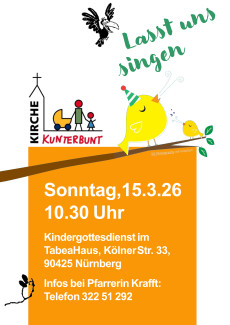 Kirche Kunterbunt 15.3.26, 10.30 Uhr, TabeaHaus