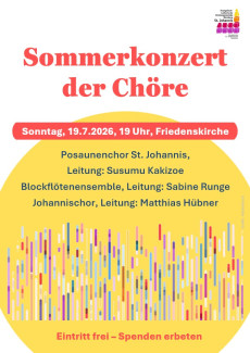 Sommerkonzert 19.7.2026, 19 Uhr, Friedenskirche