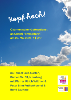 Ökumenischer Himmelfahrtsgottesdienst "Kopf hoch!" am 29.5.25, 11 Uhr, TabeaHaus-Garten
