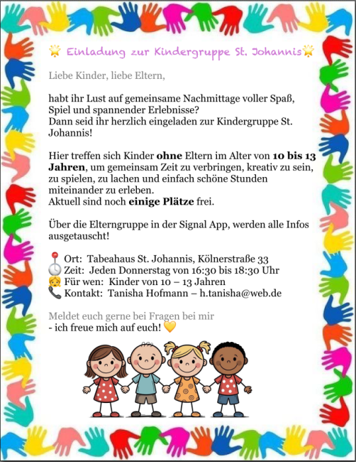 Kindergruppe 10-13 Jährige, Donnerstag, 16.30 Uhr, TabeaHaus