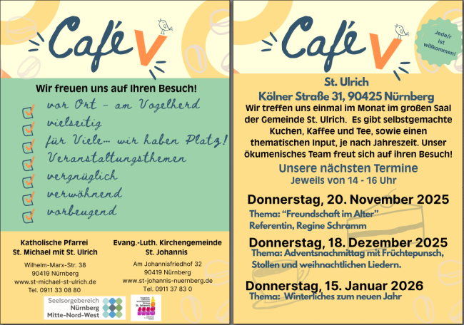 Veranstaltungen Café V Nov. 25-Jan. 26