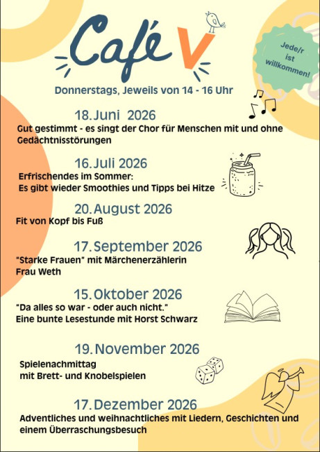 Café V Programm Juni-Dez. 2026